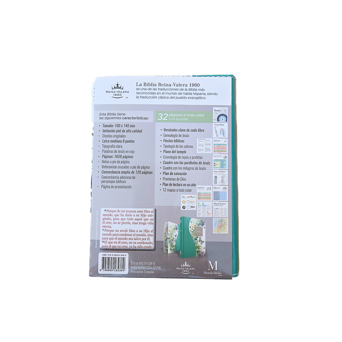 Biblia MB RV60 bolsillo verde floral