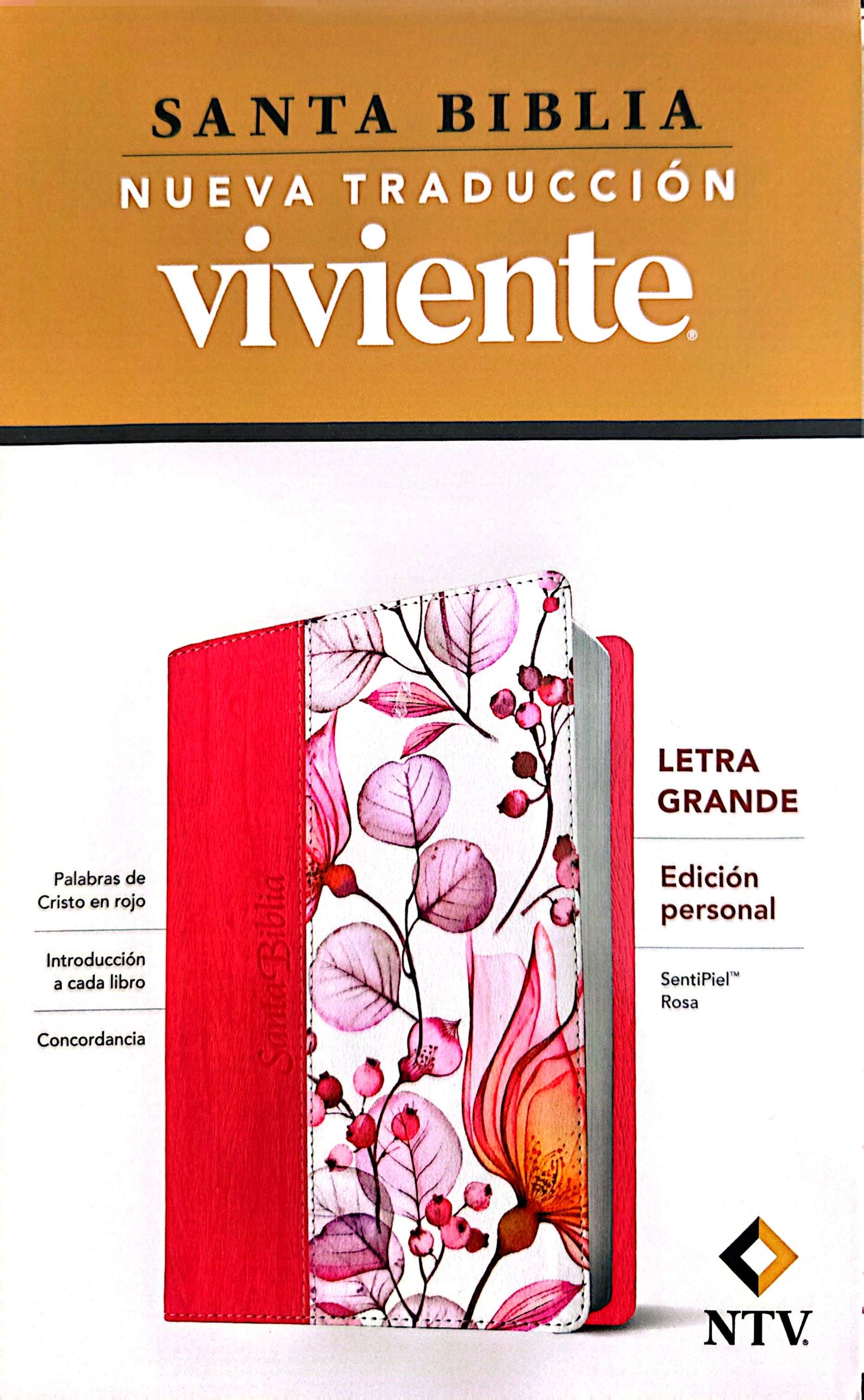 Biblia NTV Rosa y Flores