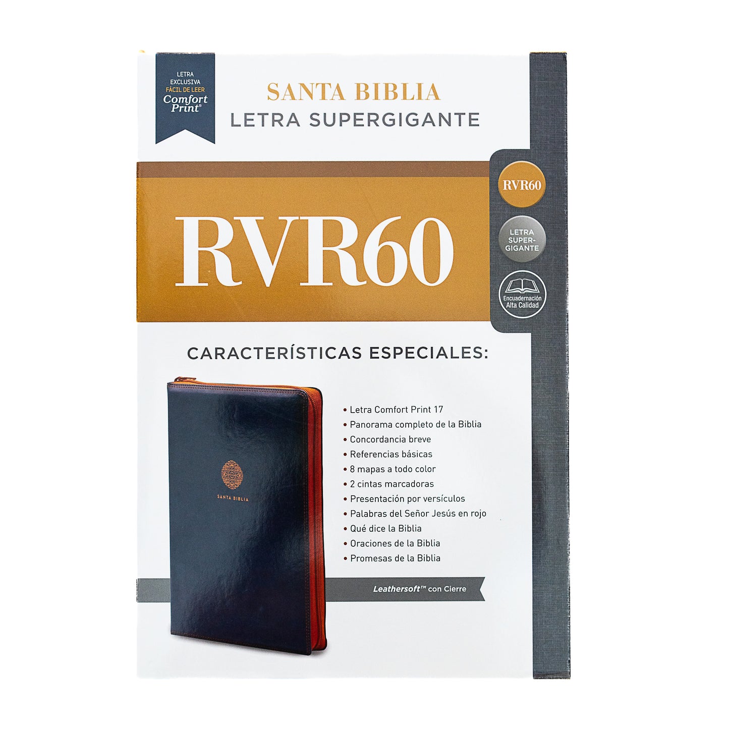 Santa biblia letra supergigante RVR60 Azul zipper