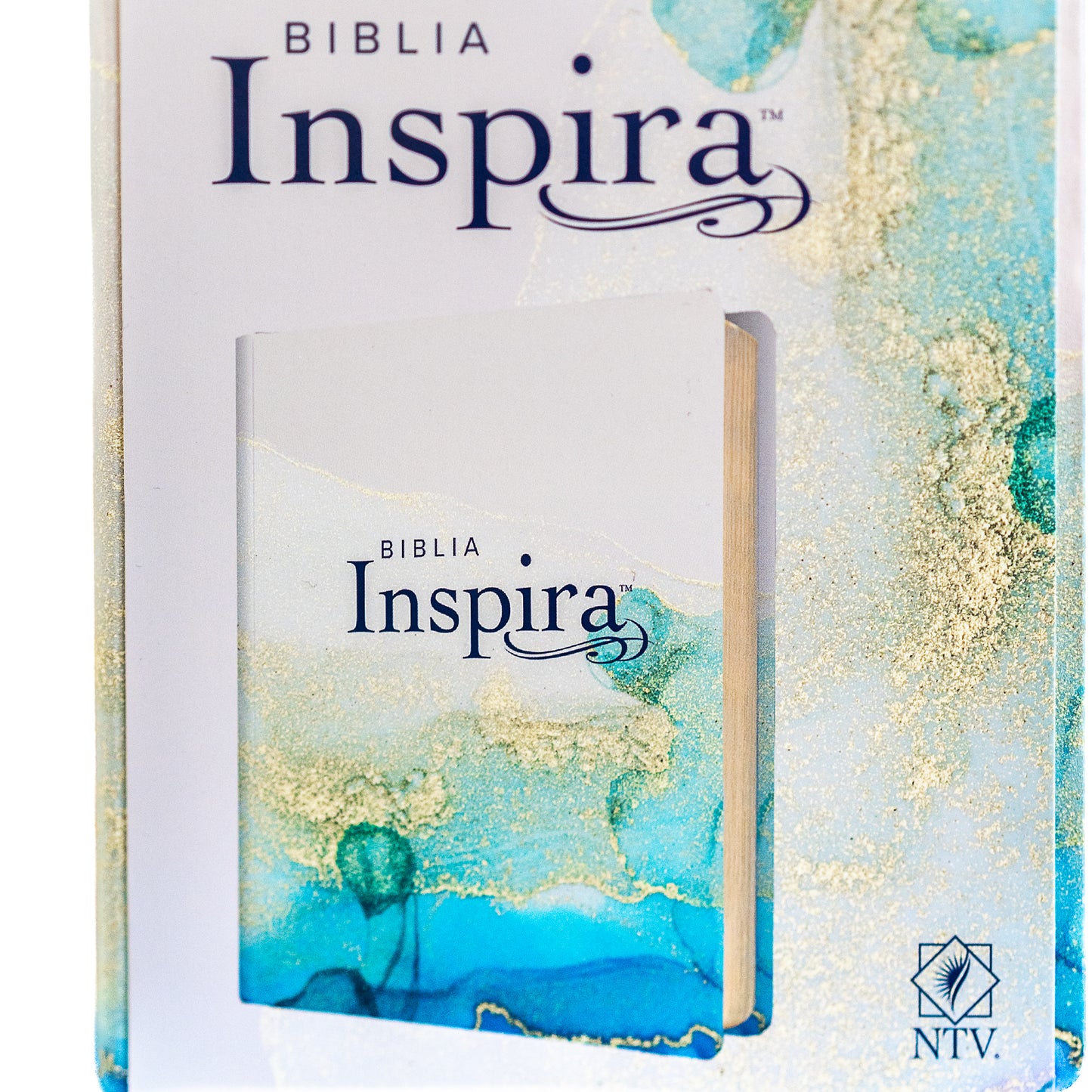 Biblia Journaling Inspira NTV crema diseño azul